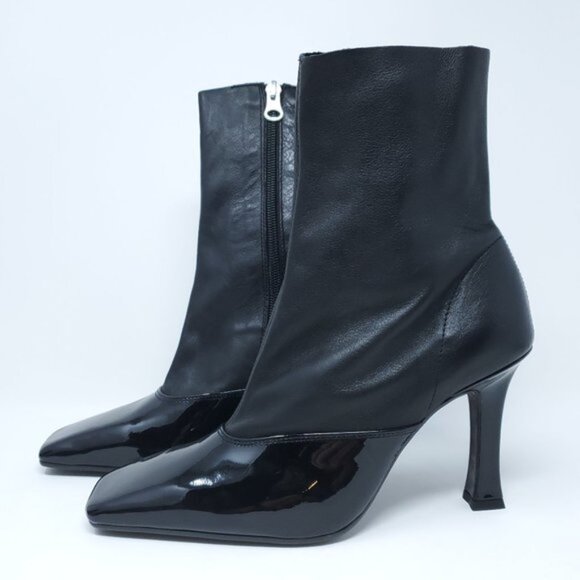 L'INTERVALLE Orabelle Black Patent Leather Stiletto Ankle Boots EU 40/US 9-9.5 - Picture 2 of 10